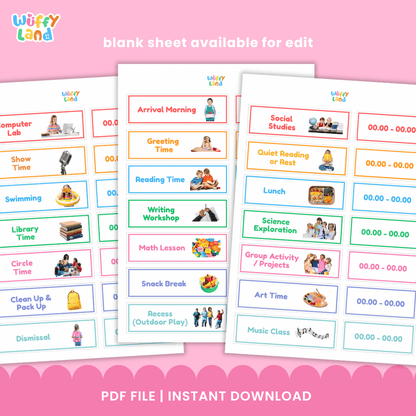 Classroom Visual Schedule with Real Photos Editable Daily Routine Cards Printable