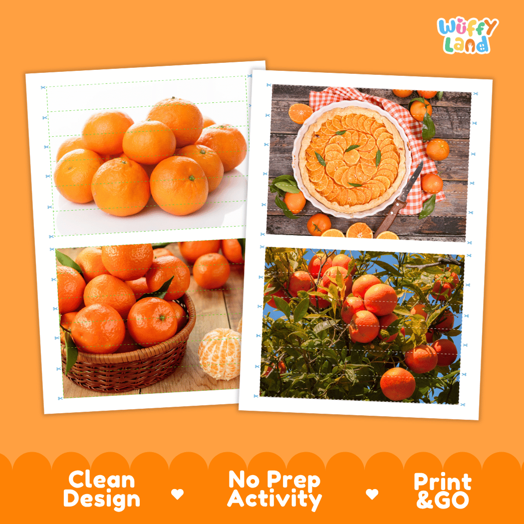 Clementine Cut and Match Activity Worksheets | Nuts and Dried Fruits Puzzle Printables