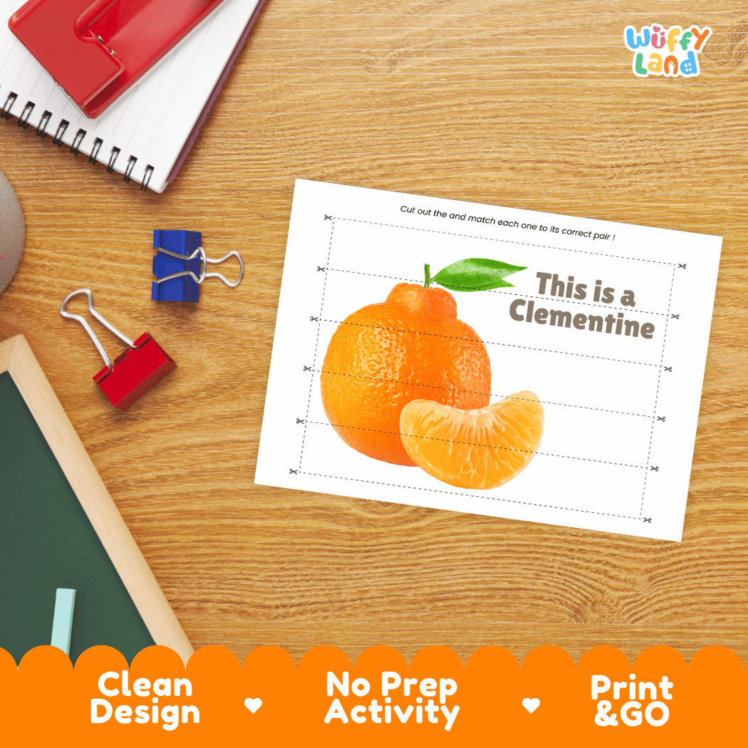 Clementine Cut and Match Activity Worksheets | Nuts and Dried Fruits Puzzle Printables