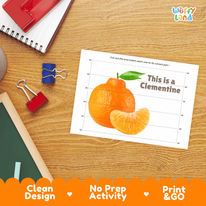 Clementine Cut and Match Activity Worksheets | Nuts and Dried Fruits Puzzle Printables