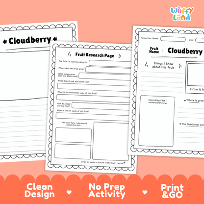 Cloudberry Fruit Research Page Worksheet Activity Science Arctic Healthy Eating