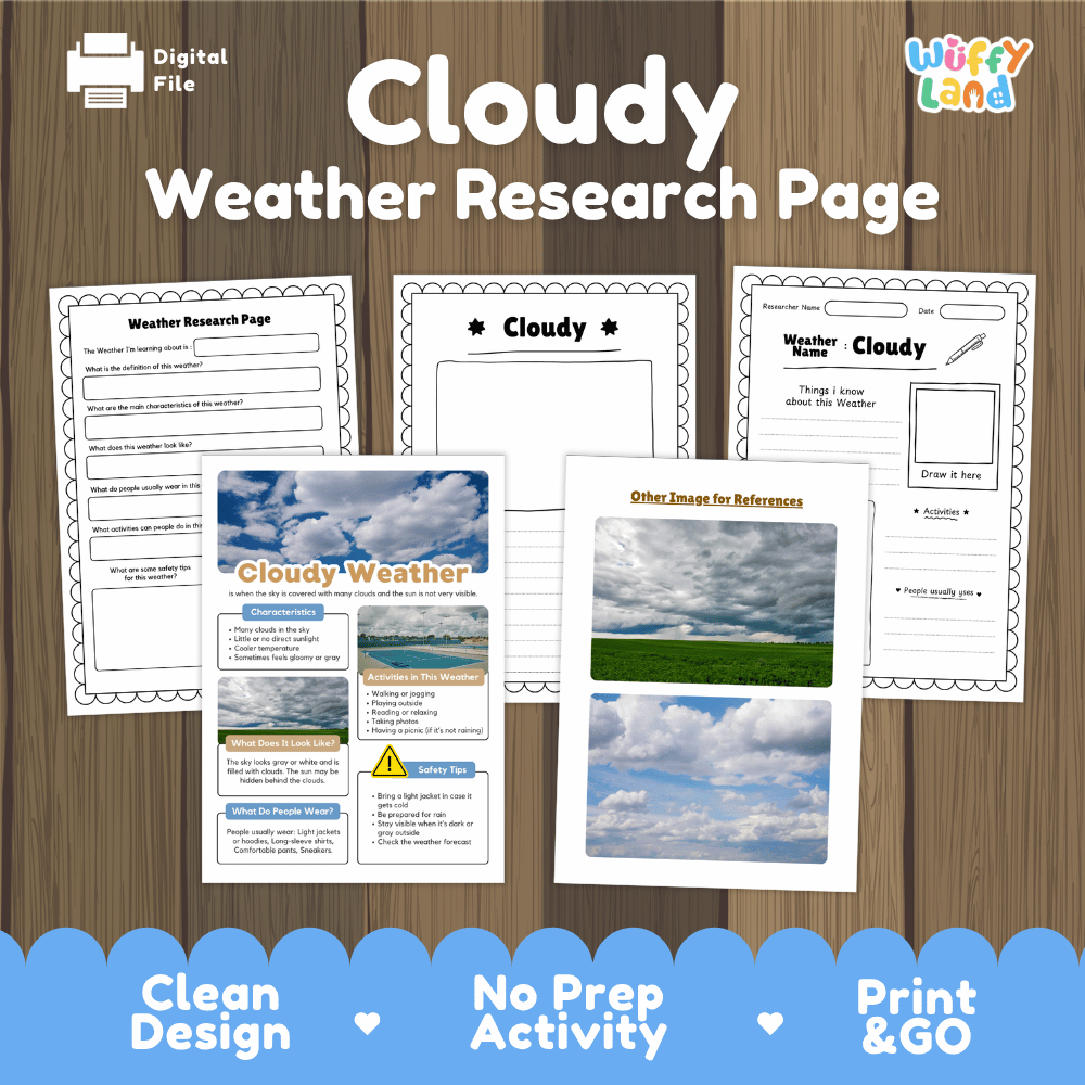 Cloudy Weather Research Worksheets and Informational Fact Sheets