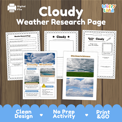 Cloudy Weather Research Worksheets and Informational Fact Sheets