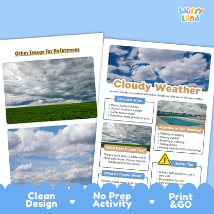 Cloudy Weather Research Worksheets and Informational Fact Sheets