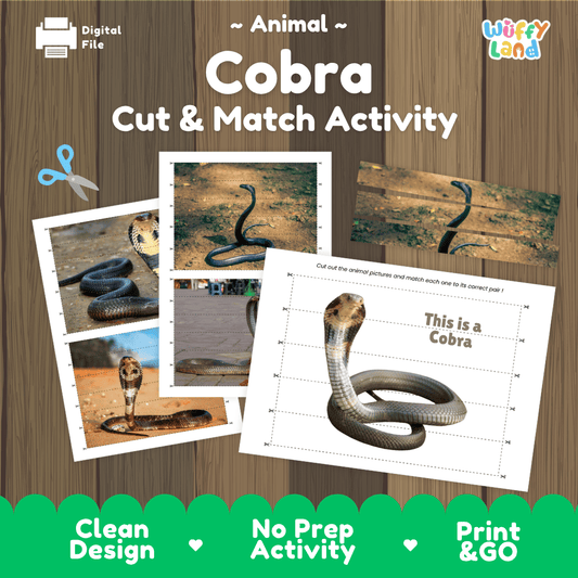 Cobra Cut and Match Activity Worksheets | Reptile Animal Puzzle Printables