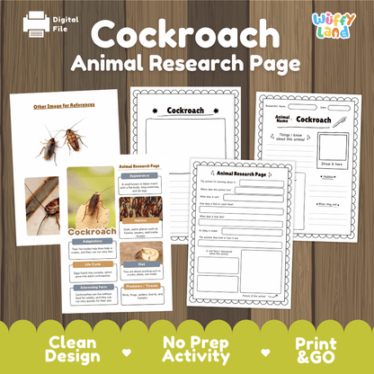 Cockroach Animal Research Page Worksheets
