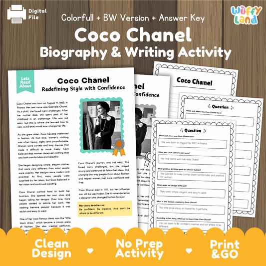 Coco Chanel Biography Reading Passage and Writing Activity Worksheets