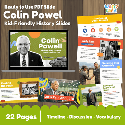 Colin Powell Biography Kid-Friendly History Presentation Slides PDF