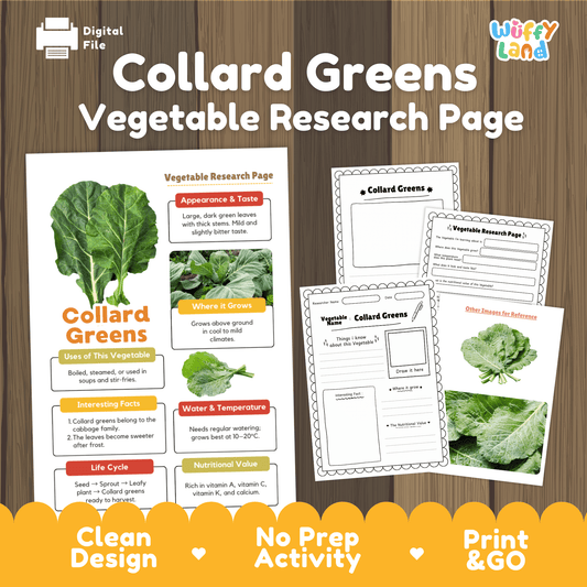 Collard Greens Research Activity Worksheet Science Vegetable Healthy Eating