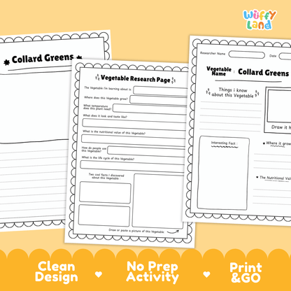 Collard Greens Research Activity Worksheet Science Vegetable Healthy Eating