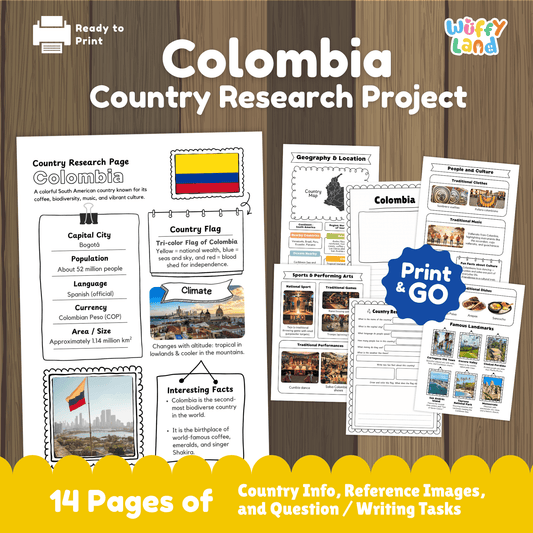 COLOMBIA Country Research Project | Printable Geography Worksheets Social Study