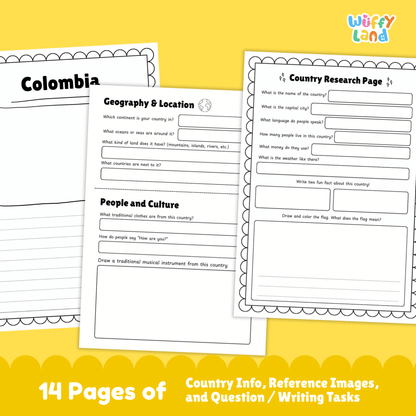 COLOMBIA Country Research Project | Printable Geography Worksheets Social Study