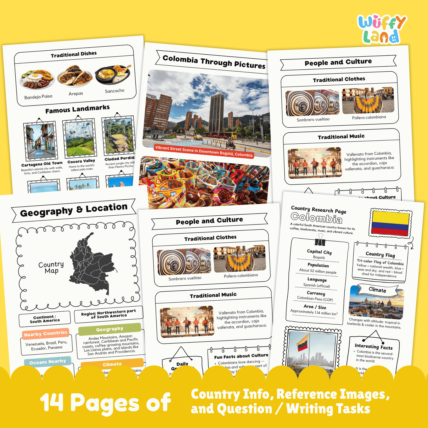 COLOMBIA Country Research Project | Printable Geography Worksheets Social Study
