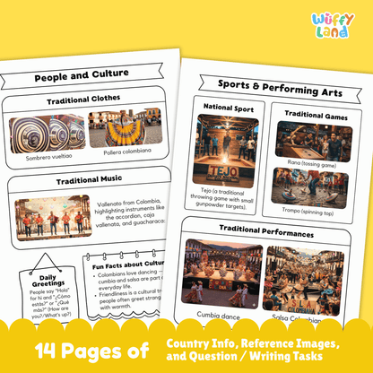 COLOMBIA Country Research Project | Printable Geography Worksheets Social Study