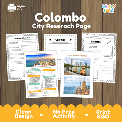 Colombo City Research Worksheets and Fact Sheet