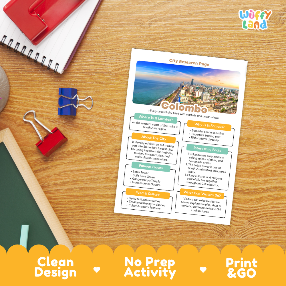 Colombo City Research Worksheets and Fact Sheet