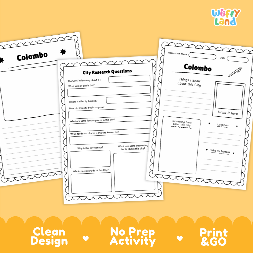Colombo City Research Worksheets and Fact Sheet