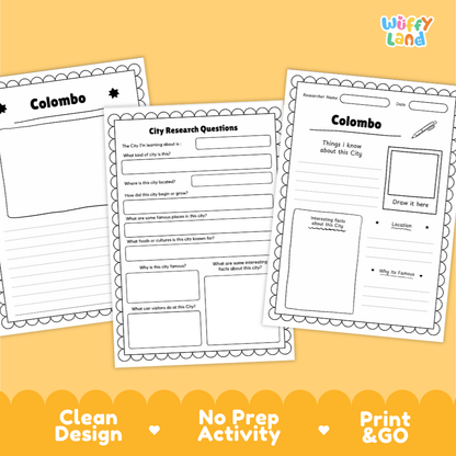 Colombo City Research Worksheets and Fact Sheet