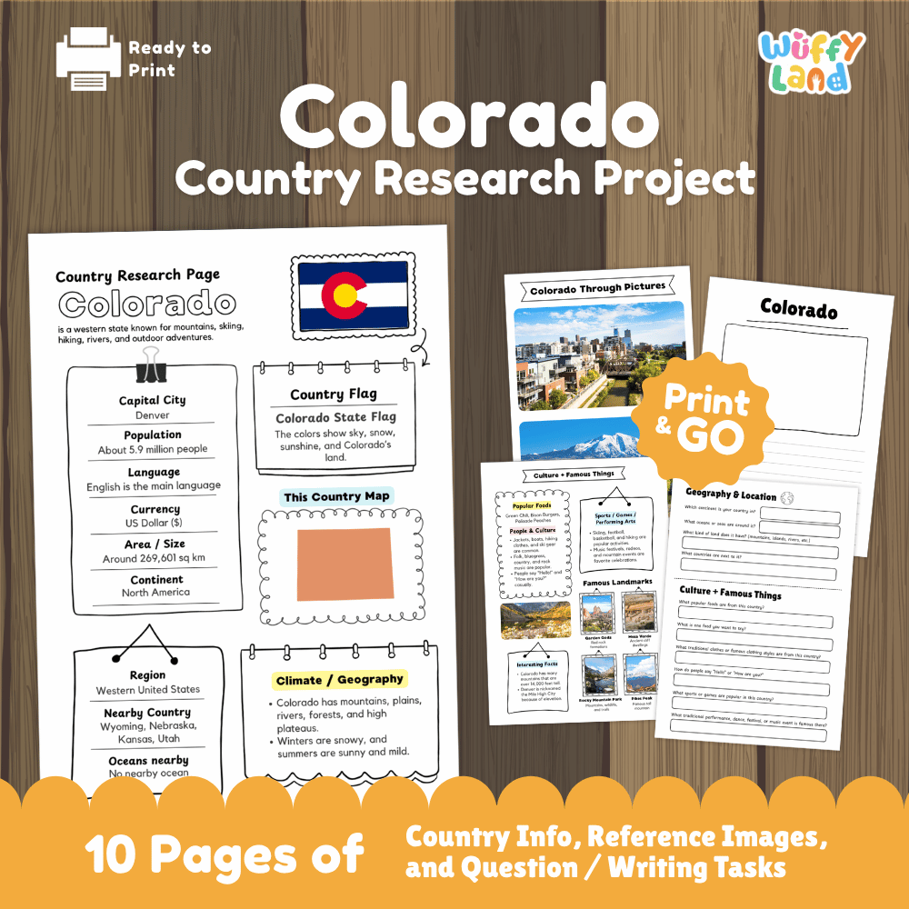 Colorado Country Research Project Worksheets and Activity Pages