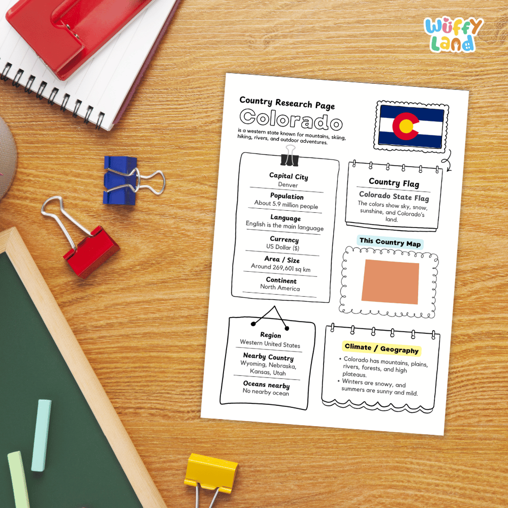 Colorado Country Research Project Worksheets and Activity Pages