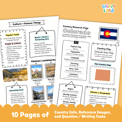 Colorado Country Research Project Worksheets and Activity Pages