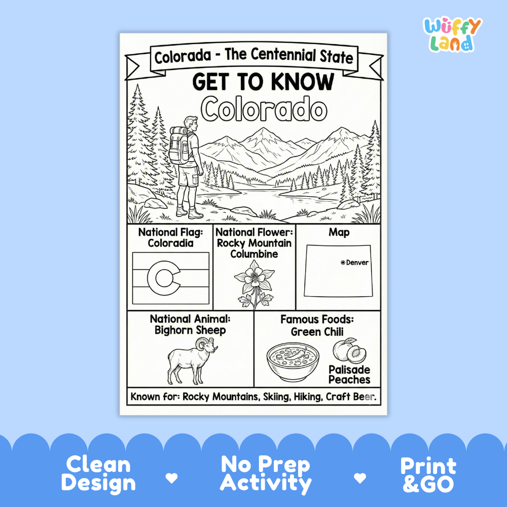 Colorado Geography Coloring Poster Worksheets
