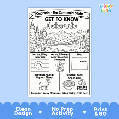 Colorado Geography Coloring Poster Worksheets