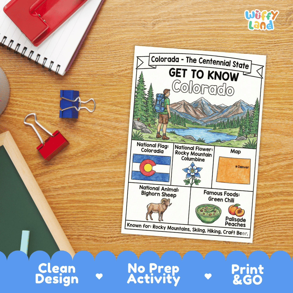 Colorado Geography Coloring Poster Worksheets