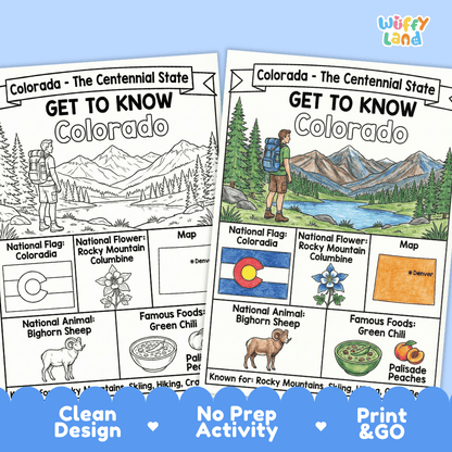 Colorado Geography Coloring Poster Worksheets
