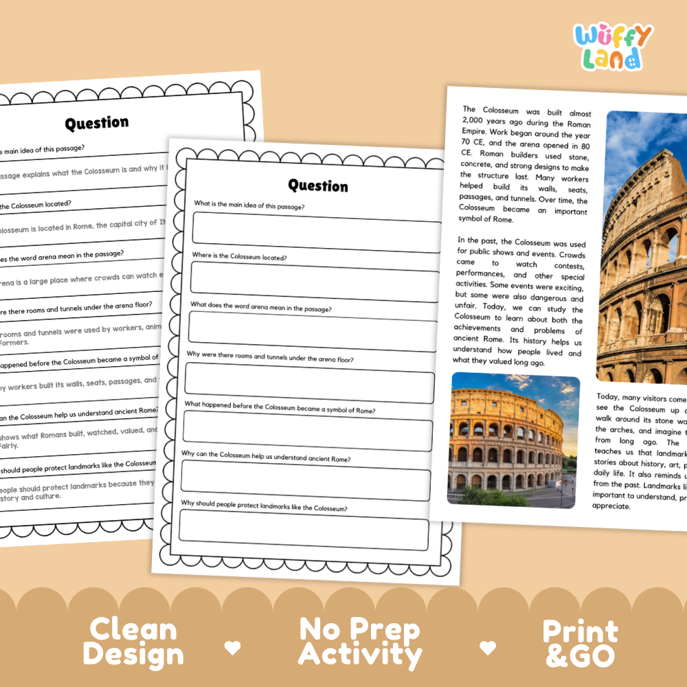 Colosseum Landmark Reading Passage and Comprehension Questions