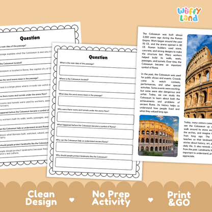 Colosseum Landmark Reading Passage and Comprehension Questions