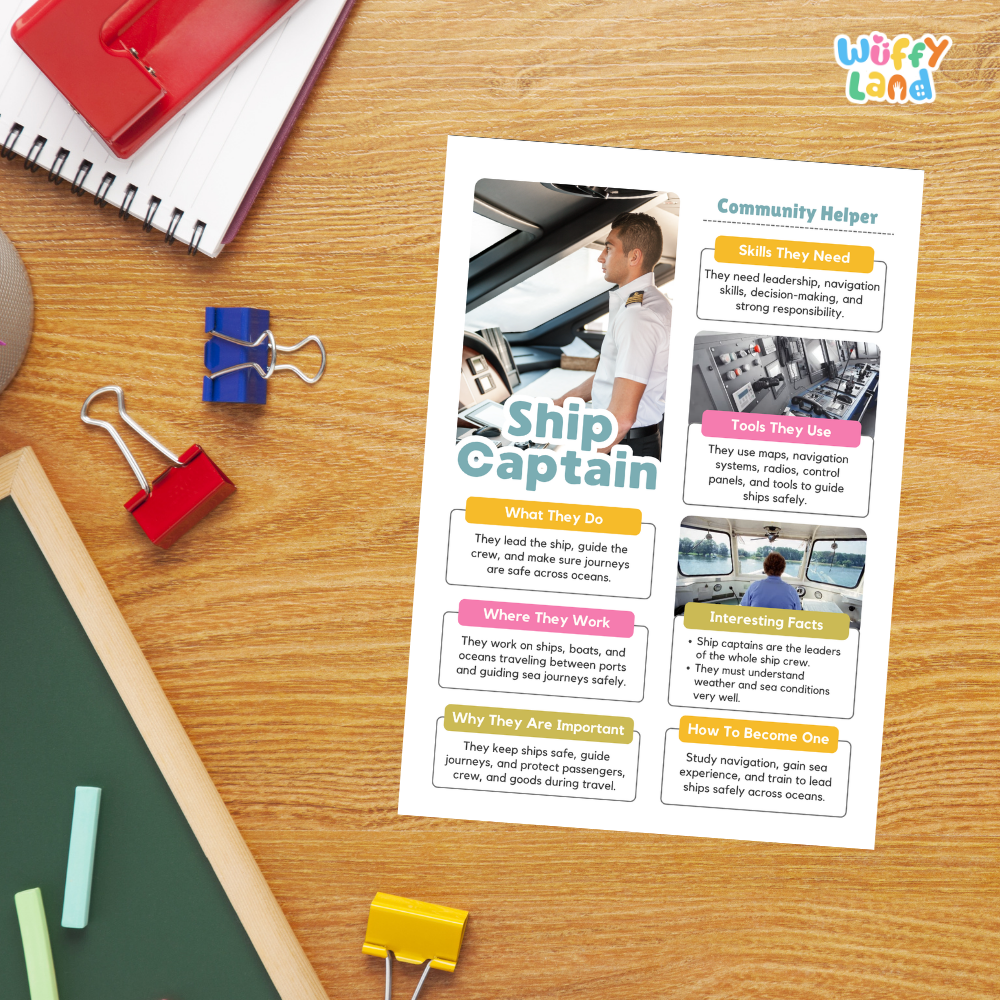 Elementary informational writing template with lined spaces for summarizing facts about ship captains