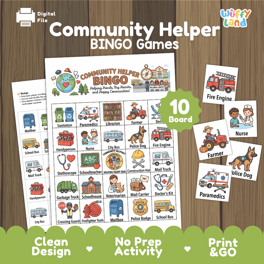 Community Helper Bingo Games Printable Activity