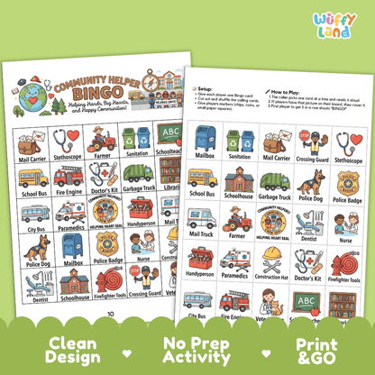 Community Helper Bingo Games Printable Activity