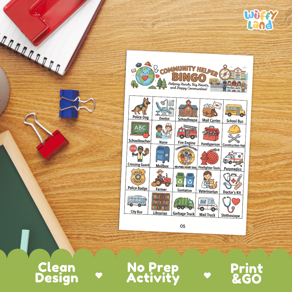 Community Helper Bingo Games Printable Activity