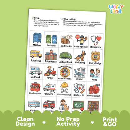Community Helper Bingo Games Printable Activity