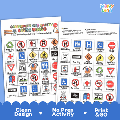Community and Safety Sign Bingo Games Printable Life Skills Activities