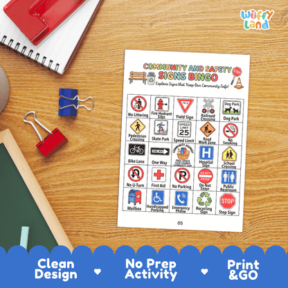 Community and Safety Sign Bingo Games Printable Life Skills Activities