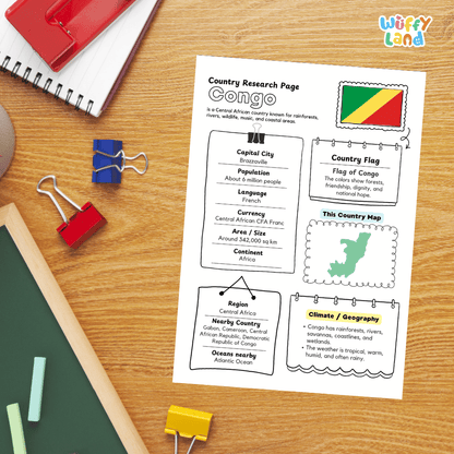 Congo Country Research Project Worksheets and Activity Pages