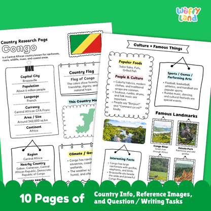 Congo Country Research Project Worksheets and Activity Pages