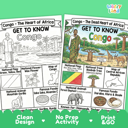 Congo Geography Coloring Poster and Activity Worksheet