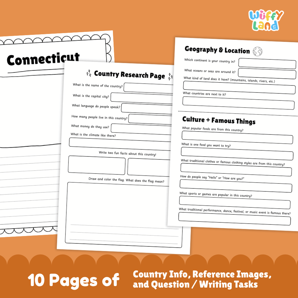 Connecticut Country Research Project Worksheets and Activity Pages