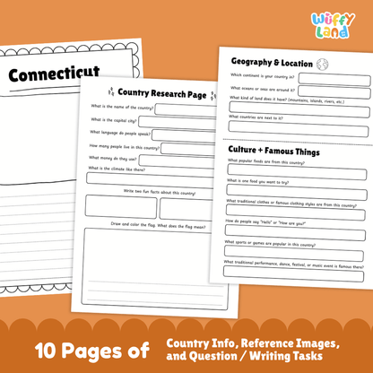 Connecticut Country Research Project Worksheets and Activity Pages