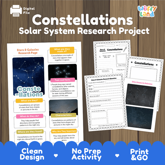 Constellations Solar System Research Project Worksheets and Fact Sheet