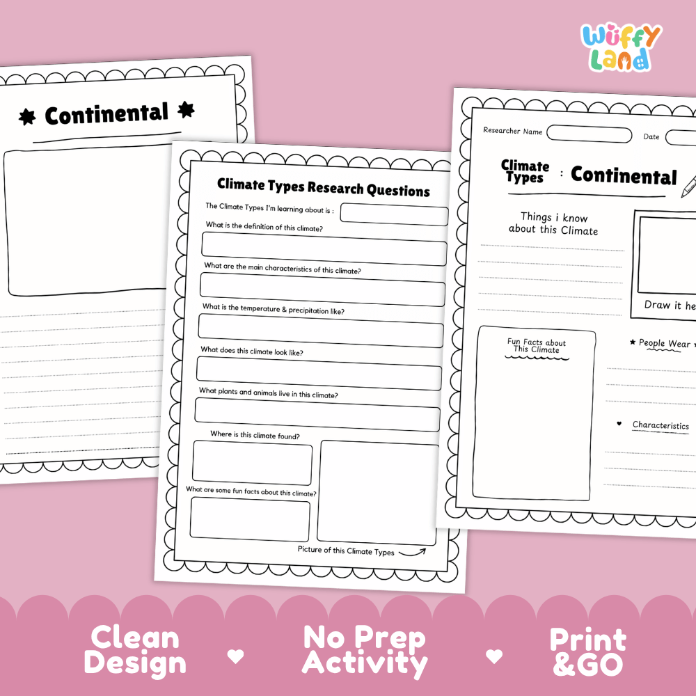 Continental Climate Types Research Page Worksheets Weather Science Activity