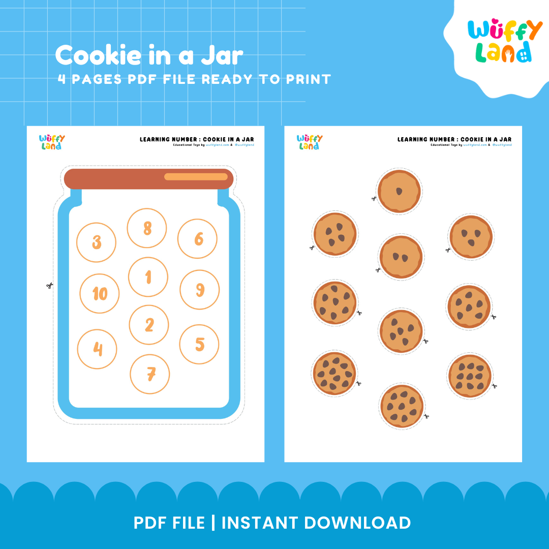 Cookie counting activity for preschoolers to practice number recognition, counting and matching numbers