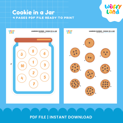 Cookie counting activity for preschoolers to practice number recognition, counting and matching numbers