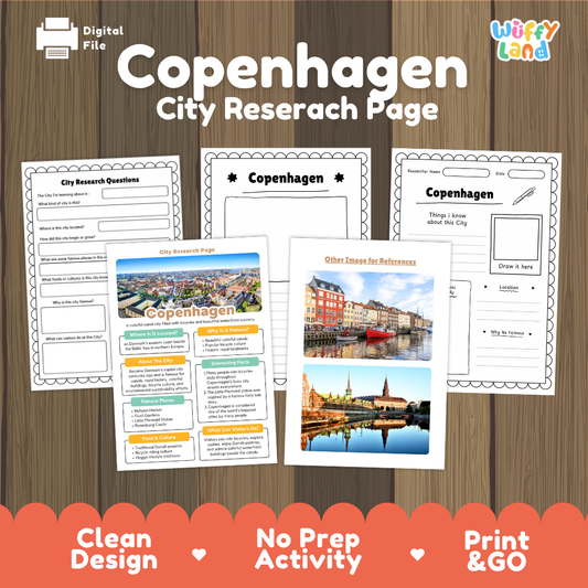 Copenhagen Denmark City Research Project Activity Worksheets and Fact Sheet