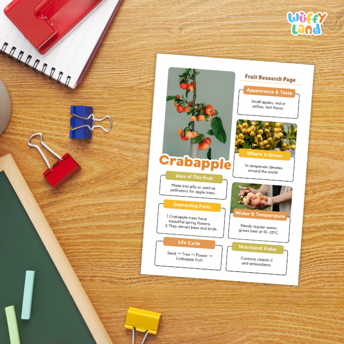 Crabapple Fruit Research Page Worksheets and Fact Sheet