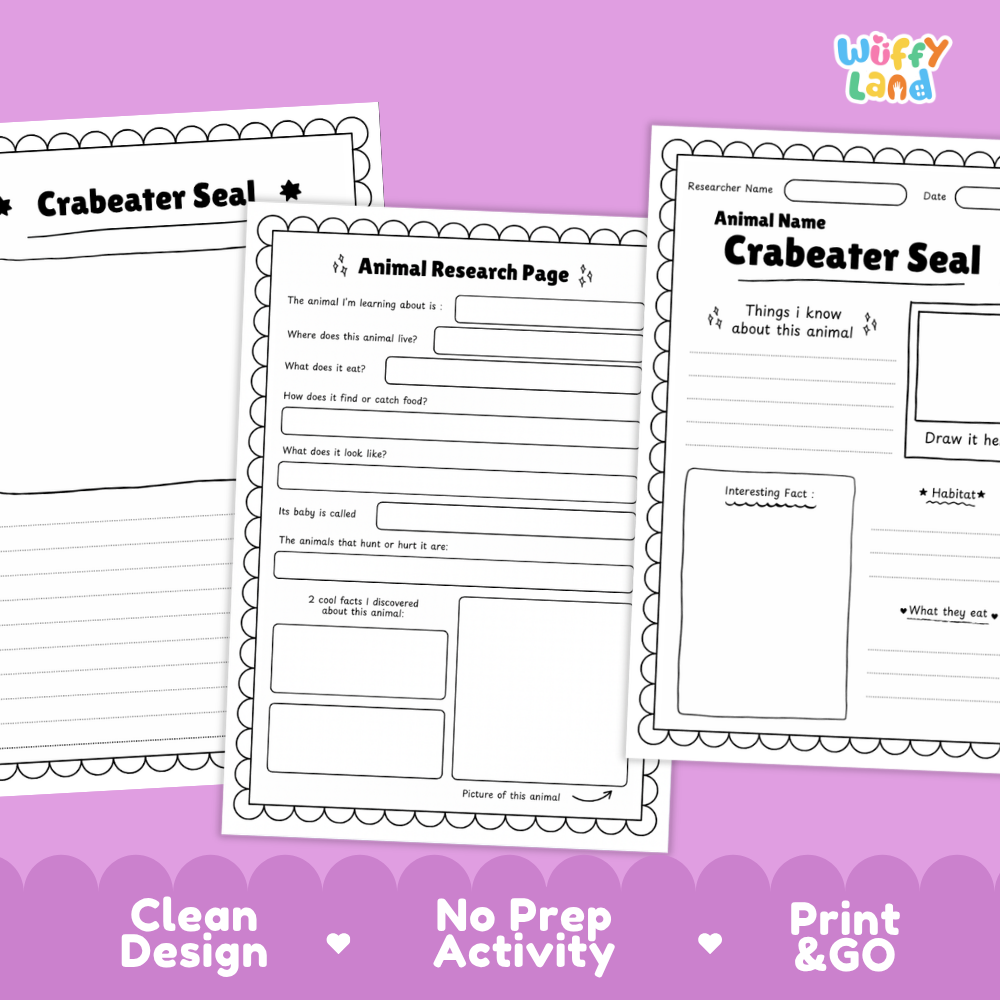 Crabeater Seal Animal Research Page Worksheets